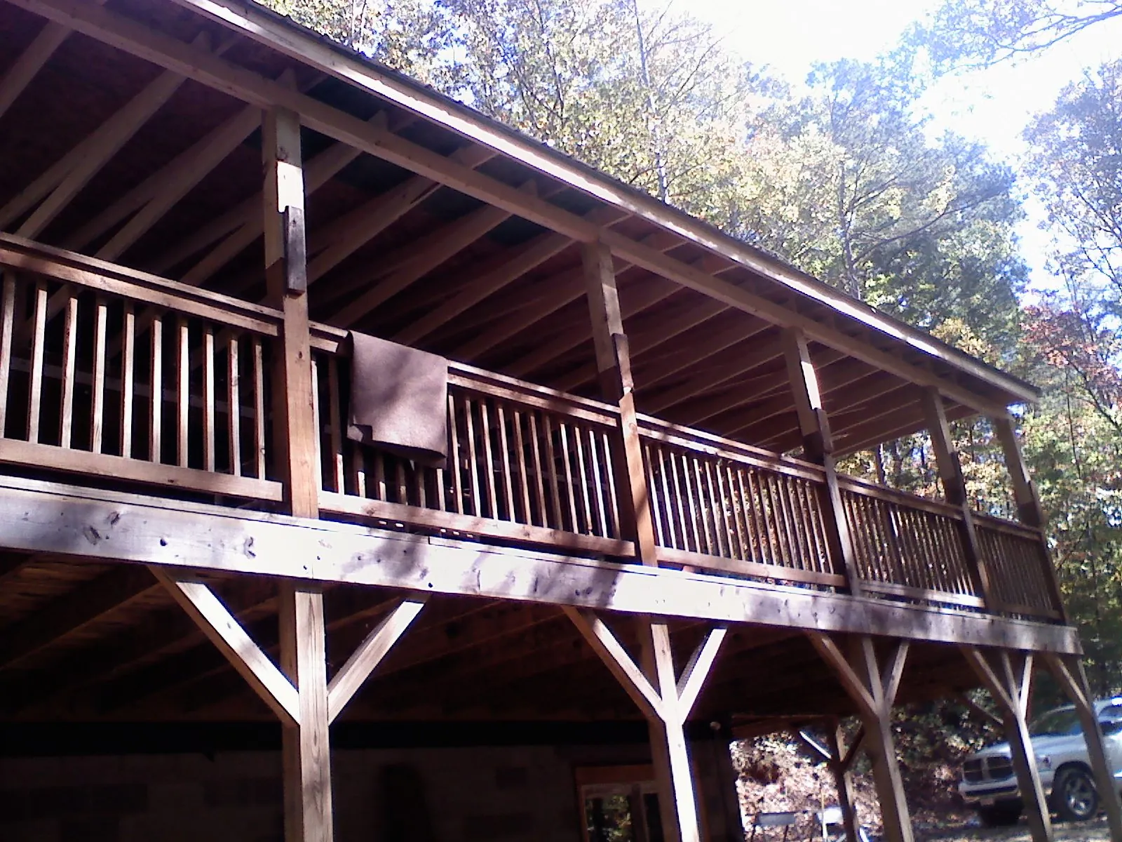 Timber framing under a new elevated porch and deck — Roof Leak Repair in Carlstadt by Roofing Brothers
